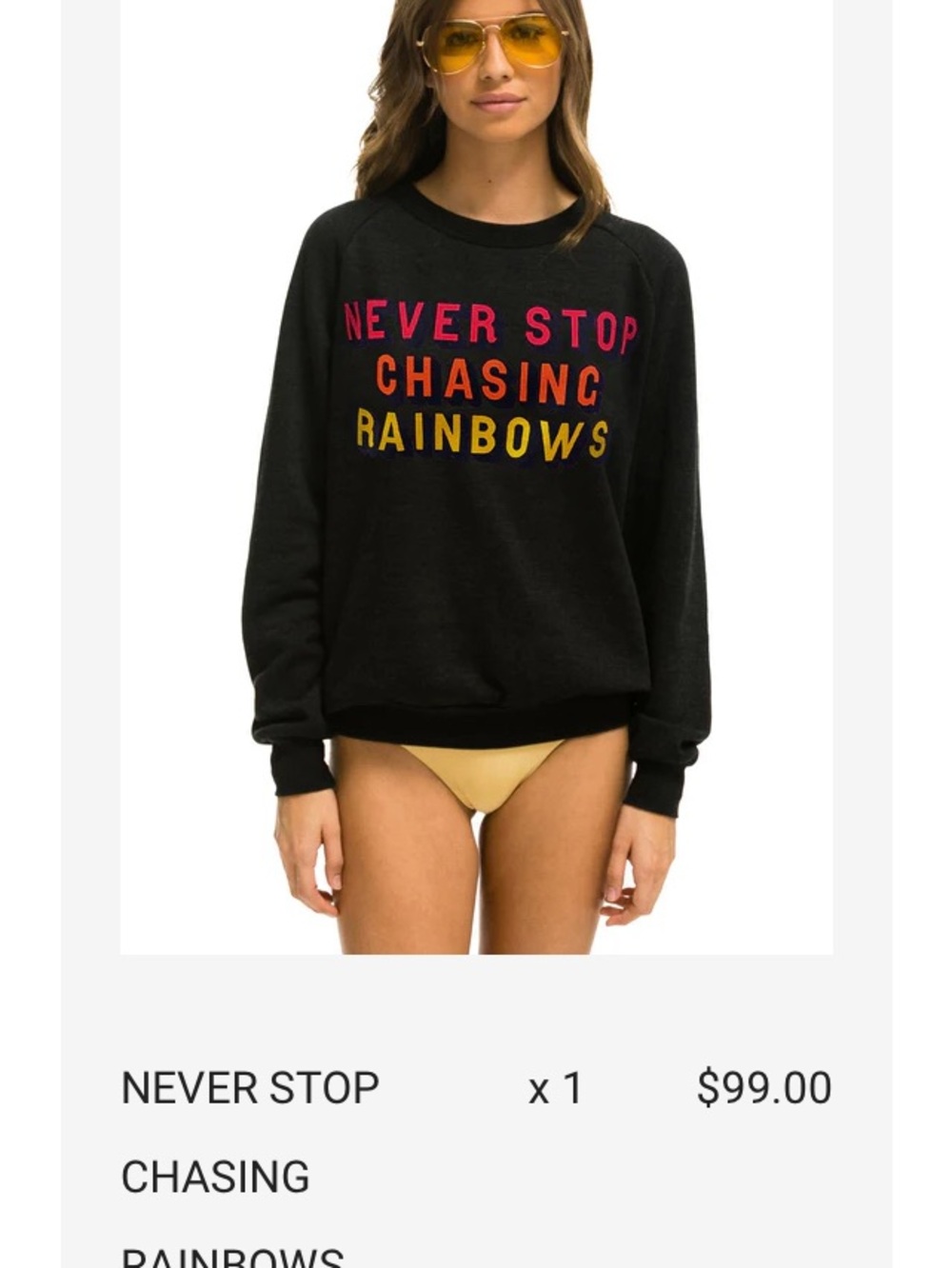 Aviator Nation Black 'Never Stop Chasing Rainbows' Sweatshirt